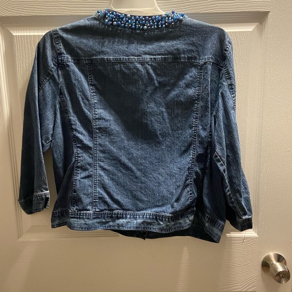Ruby Rd. Blue Beaded Denim Jacket - Picture 2 of 3